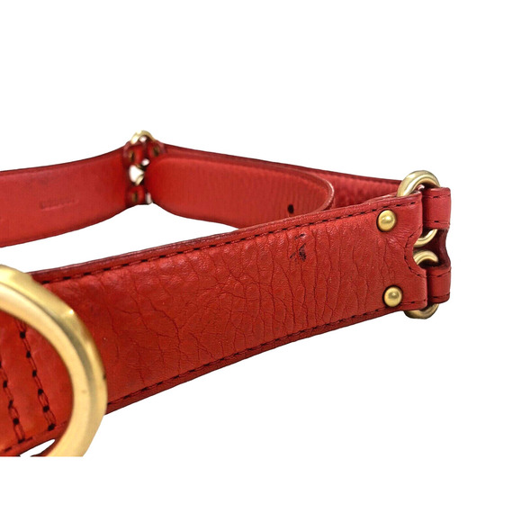 Cole Haan Coral Orange Red Belt Medium Leather Gold Hardware Womens Genuine EUC - Picture 3 of 6